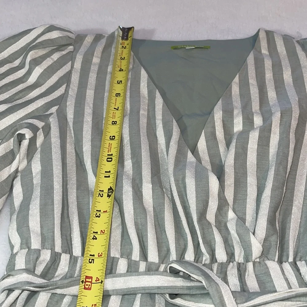 NWT Gianni Bini Sage/White Stripped Slip On Dress w/ shutter sleeves  Size Small - Picture 8 of 12